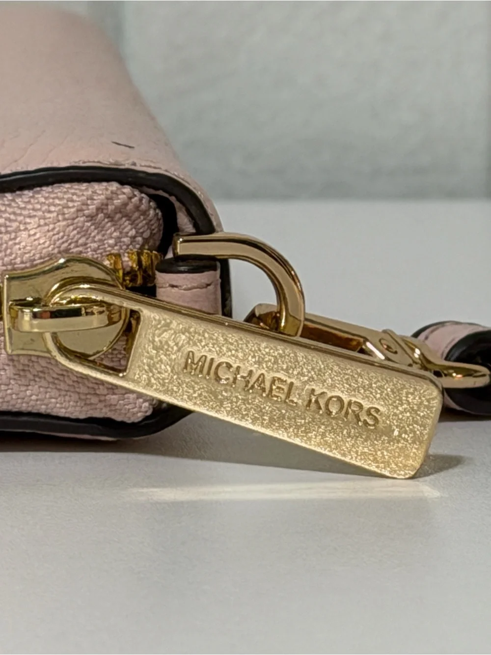 Michael Kors Blush Pink Pebbled Leather Zip Around Wristlet